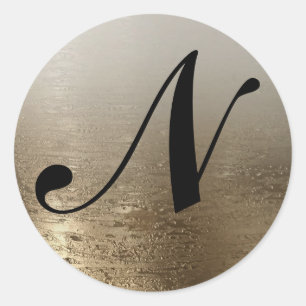Adesivo Redondo Pincel Dourado Glamouroso Elegância Moderna