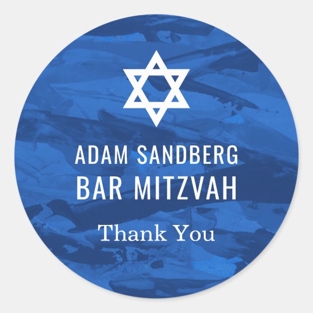 Adesivo Redondo Pincel Elegante Traços e Estrela do David Sticker (Frente)