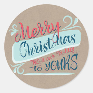 Adesivo Redondo Pincel Moderno Carimbo de Natal Feliz