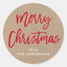 Pincel Moderno de Natal Kraft Gift Sticker