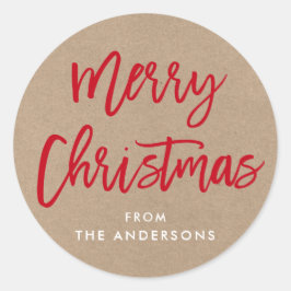 Adesivo Redondo Pincel Moderno de Natal Kraft Gift Sticker