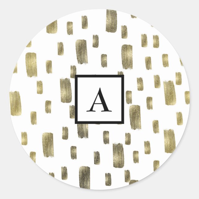 Adesivo Redondo Pincel Moderno Dourado Cobre Bronze Brilho (Frente)