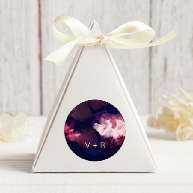 Adesivo Redondo Pincel Moderno Piscando Casou Monograma (Criador carregado)