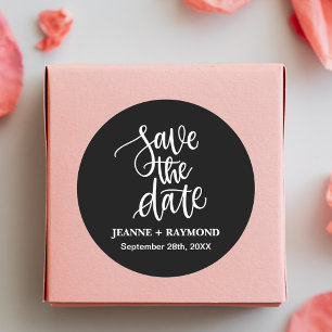 Adesivo Redondo Pincel Preto Personalizado Salve o Dia do Casament