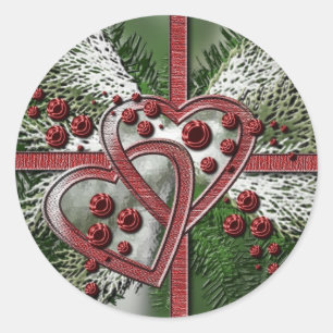 Adesivo Redondo Pine Berry Hearts Stickers