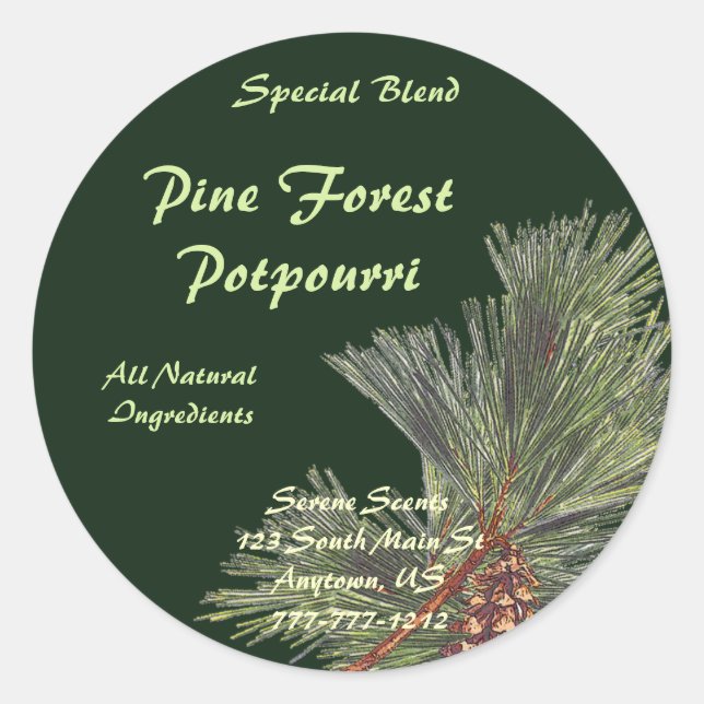 Adesivo Redondo Pine Bough on Forest Green (Frente)