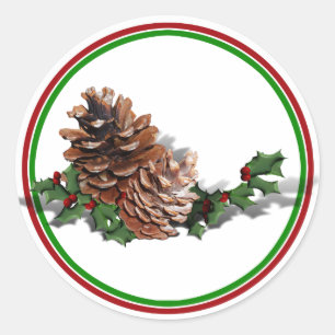 Adesivo Redondo Pine Cones de Natal