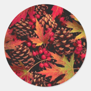 Adesivo Redondo Pine Cones & Leaves Sticker
