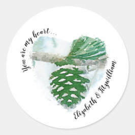 Adesivo Redondo Pine de inverno verde clara Aquarela