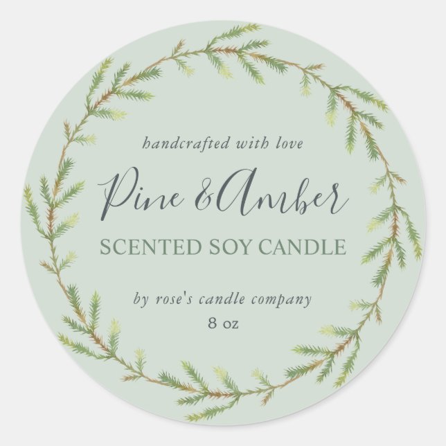 Adesivo Redondo Pine de Soja caseira Sprig Verde (Frente)