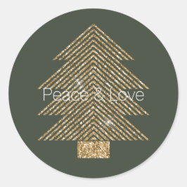 Adesivo Redondo Pine Green Dourada Glitzy Brilhante Árvore de Nata