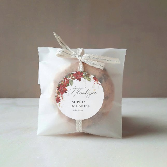 Adesivo Redondo Pine Poinsettia Wedker Rustic (Criador carregado)