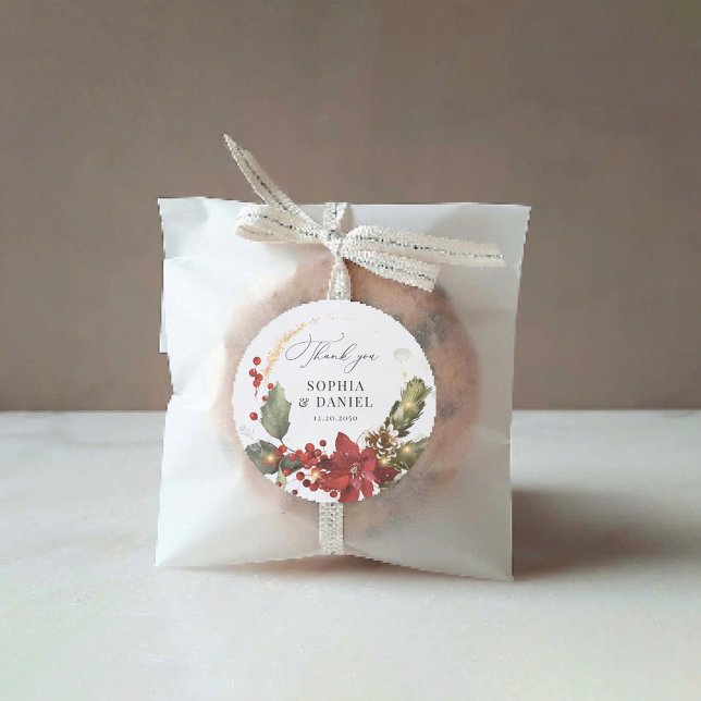 Adesivo Redondo Pine Poinsettia Wedker Rustic (Criador carregado)