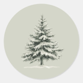 Adesivo Redondo Pine Tree Covered with snow