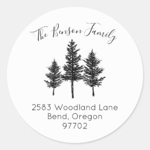 Adesivo Redondo Pine Tree Forest Return Address Sticker Seal