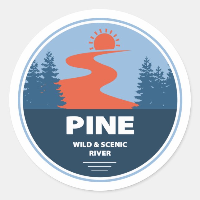 Adesivo Redondo Pine Wild E Scenic River (Frente)