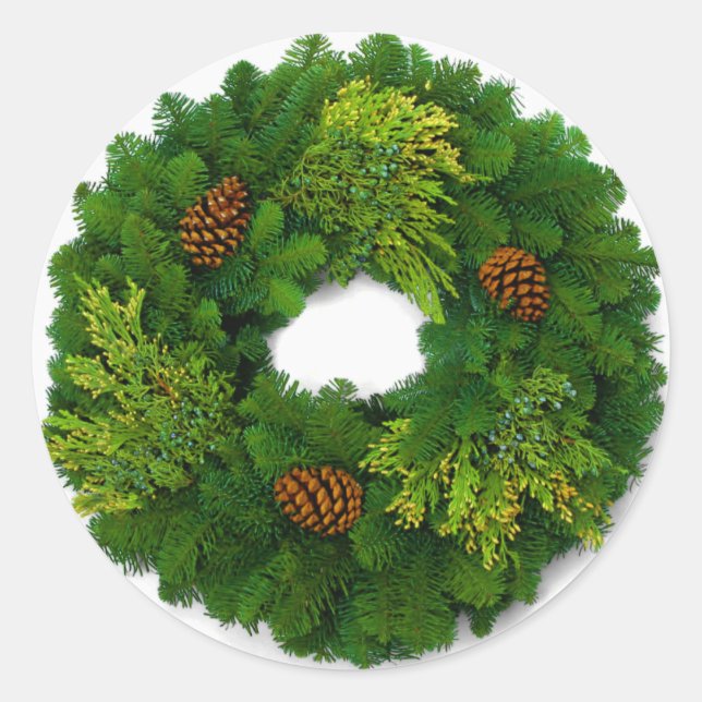 Adesivo Redondo Pine Wreath Christmas SStickers (Frente)