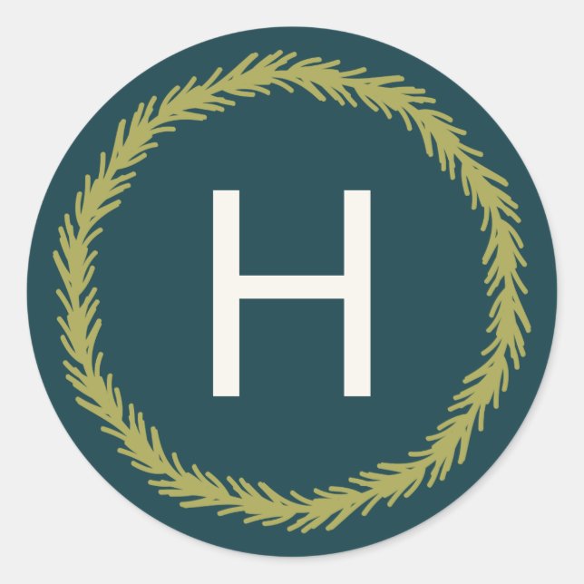 Adesivo Redondo Pine Wreath Monograma (Frente)