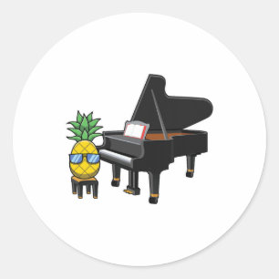 Adesivo Redondo Pineapple Aloha Beaches Piano Gift Hawaii - Pianis
