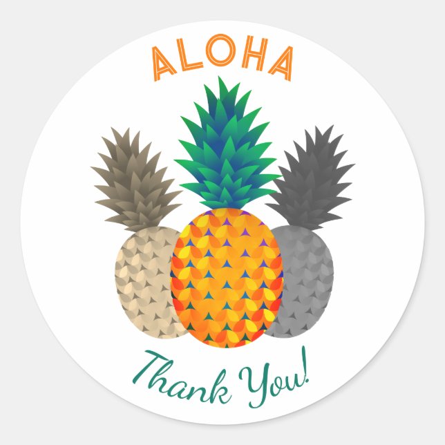 Adesivo Redondo Pineapple Motif Aloha Round Stickers (Frente)