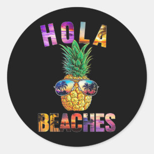 Adesivo Redondo Pineapple Sungles Aloha Beaches Havaii Havaiano Wo