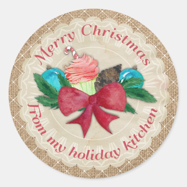 Adesivo Redondo Pinecone do arco de Natal da cozinha do (Frente)