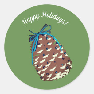 Adesivo Redondo Pinecone em Feriados Felizes