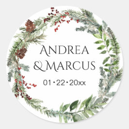 Adesivo Redondo Pinecone Greenery Wedding Wreath