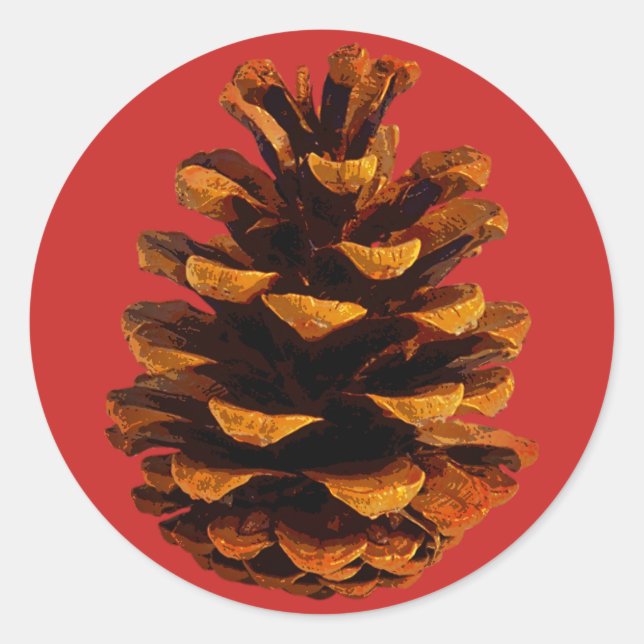 Adesivo Redondo Pinecone - natureza rústica - vermelha (Frente)
