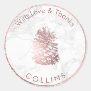 Adesivo Redondo PINECONE ROSA FAUX PixDezines DOURADO /FACE DE FUN