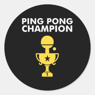Adesivo Redondo Ping Pong Champion para campeões de Tênis Mesa