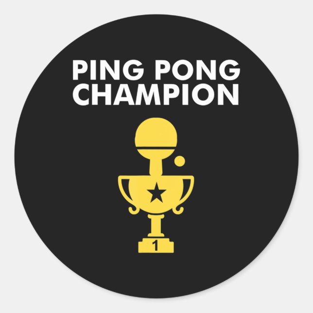 Adesivo Redondo Ping Pong Champion para campeões de Tênis Mesa (Frente)
