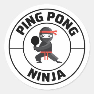 Adesivo Redondo Ping Pong Player Table Tennis Coach Ninja
