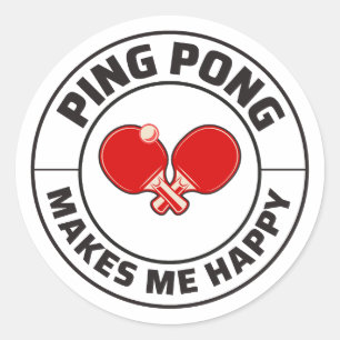 Adesivo Redondo Ping Pong Player - Tênis de Mesa