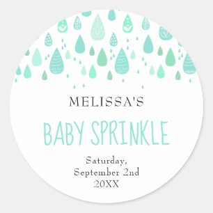 Adesivo Redondo Pingentes de chuva verde menta para baby sprinkle