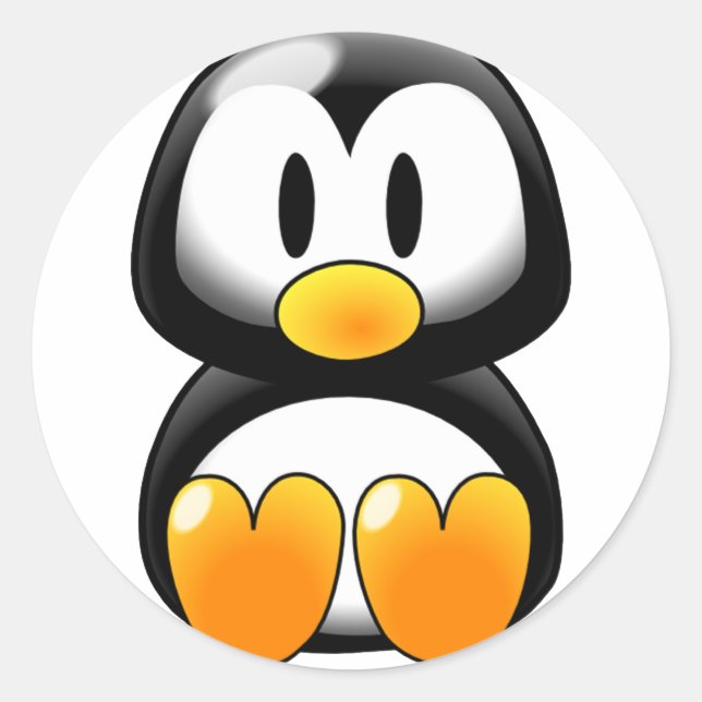 Adesivo Redondo Pinguim-bebê bonito - personalizável (Frente)