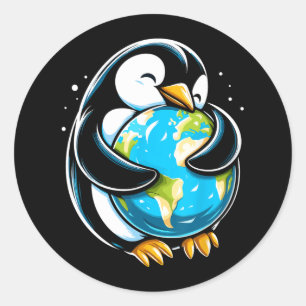 Adesivo Redondo Pinguim Bonito Dia da Terra Envi - Dia da Terra En