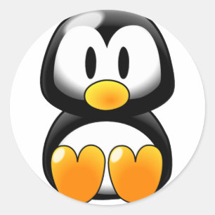 Adesivo Redondo Pinguim bonito do bebê - Customizeable