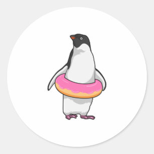 Adesivo Redondo Pinguim com Rosquinha