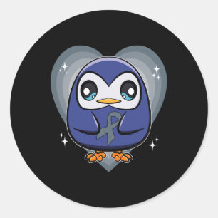 Adesivo Redondo Pinguim com Sensibilização Mundial da Dislexia da