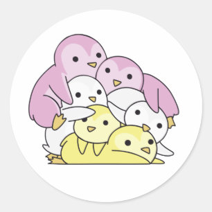 Adesivo Redondo Pinguim Cubo Lgbtq do Orgulho de Sinalizador Twink