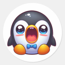 Adesivo Redondo Pinguim Cute Envergonhado