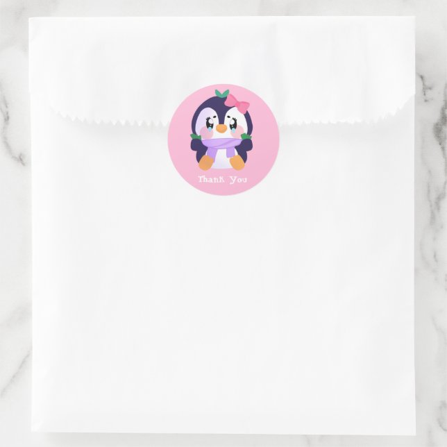 Adesivo Redondo Pinguim Cuto Simples (Bolsa)