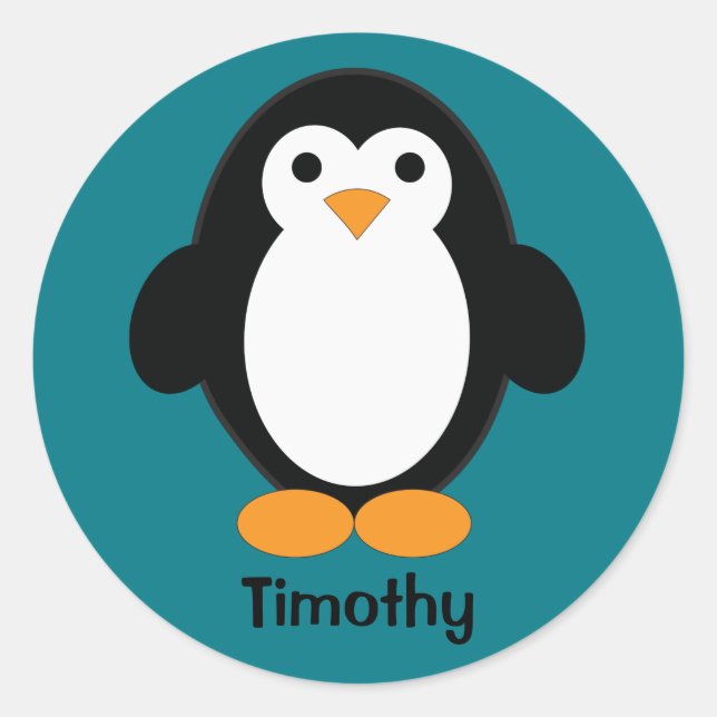 Adesivo Redondo Pinguim de Cartoon Bonito (Frente)
