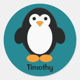 Adesivo Redondo Pinguim de desenho animado