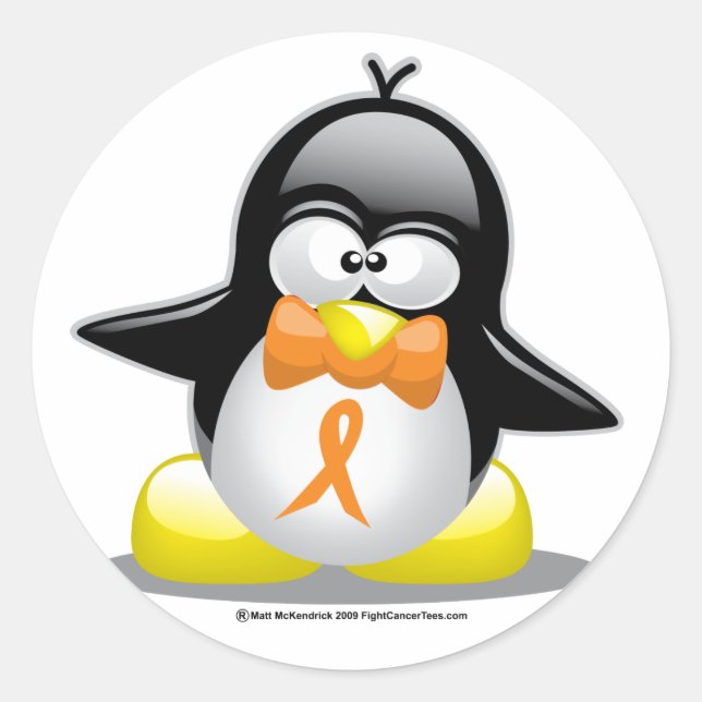 Adesivo Redondo Pinguim de Faixa Laranja (Frente)