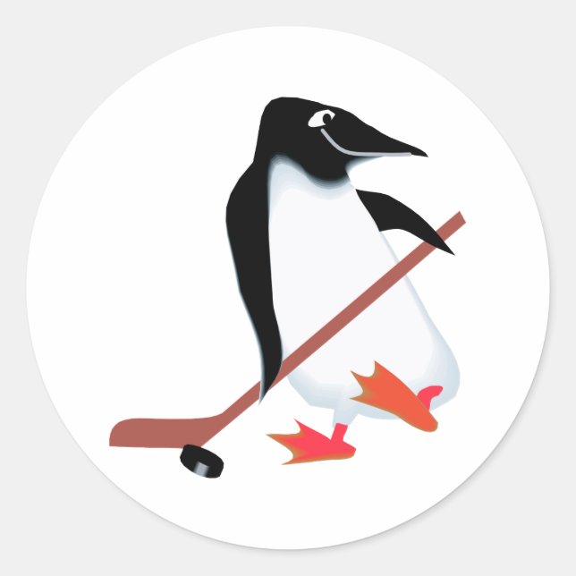Adesivo Redondo Pinguim de hóquei (Frente)