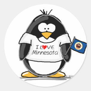Adesivo Redondo Pinguim de Minnesota
