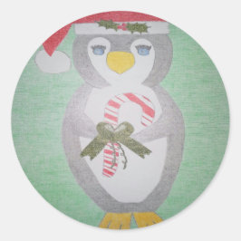 Adesivo Redondo Pinguim de Natal bonito