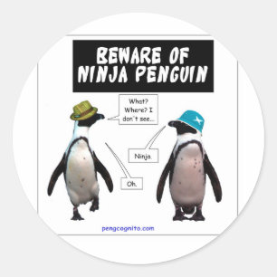 Adesivo Redondo Pinguim de Ninja